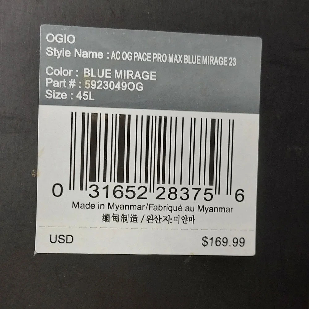 OGIO Pace Pro Max Travel Duffel Pack 45L Blue Mirage 5923049OG Backpack Carry-On